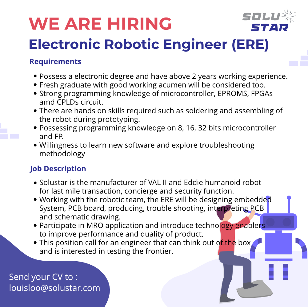 Recruitment Solustar - Electrical Robotic Engineer