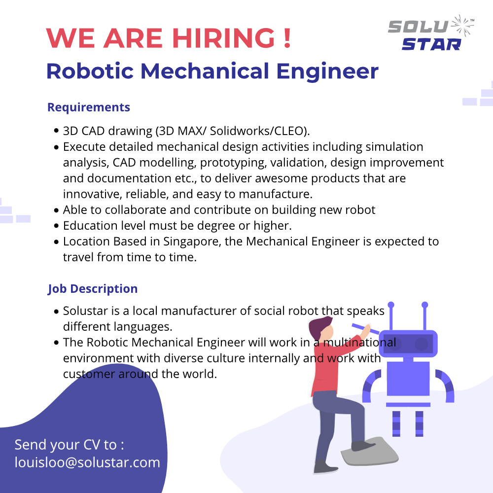 Recruitment Solustar - Robotic Mechanical Engineer